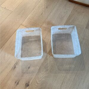 Set of 2 White Storage Bins